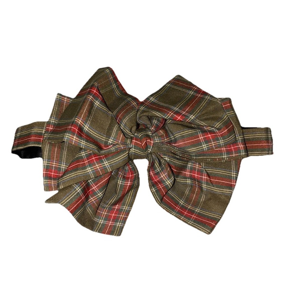 Vtg Kenneth Gordon New Orleans Bow Tie Olive Check 100%‎ Silk 16 in